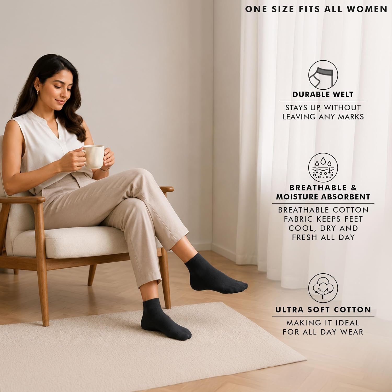 CottonEase Women's Cotton Ankle Socks - Image 24